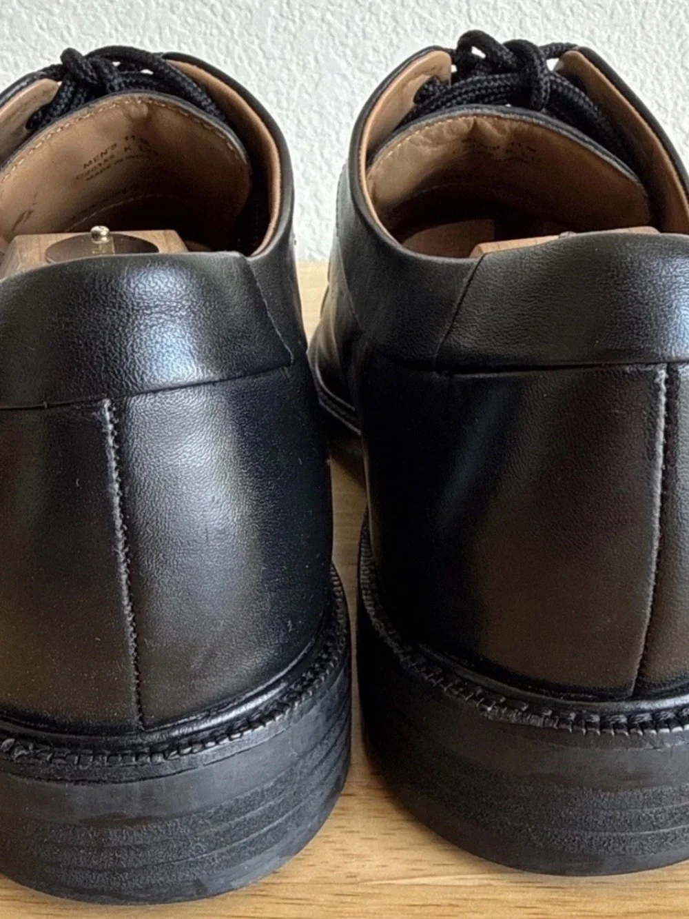 Cole Haan Black Leather Cap-Toe Derby Shoes